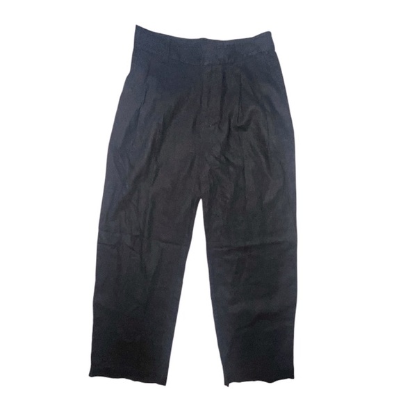 Gap Linen Blend Wide Leg Pleat Front Pants Black Size 2 - Picture 1 of 9